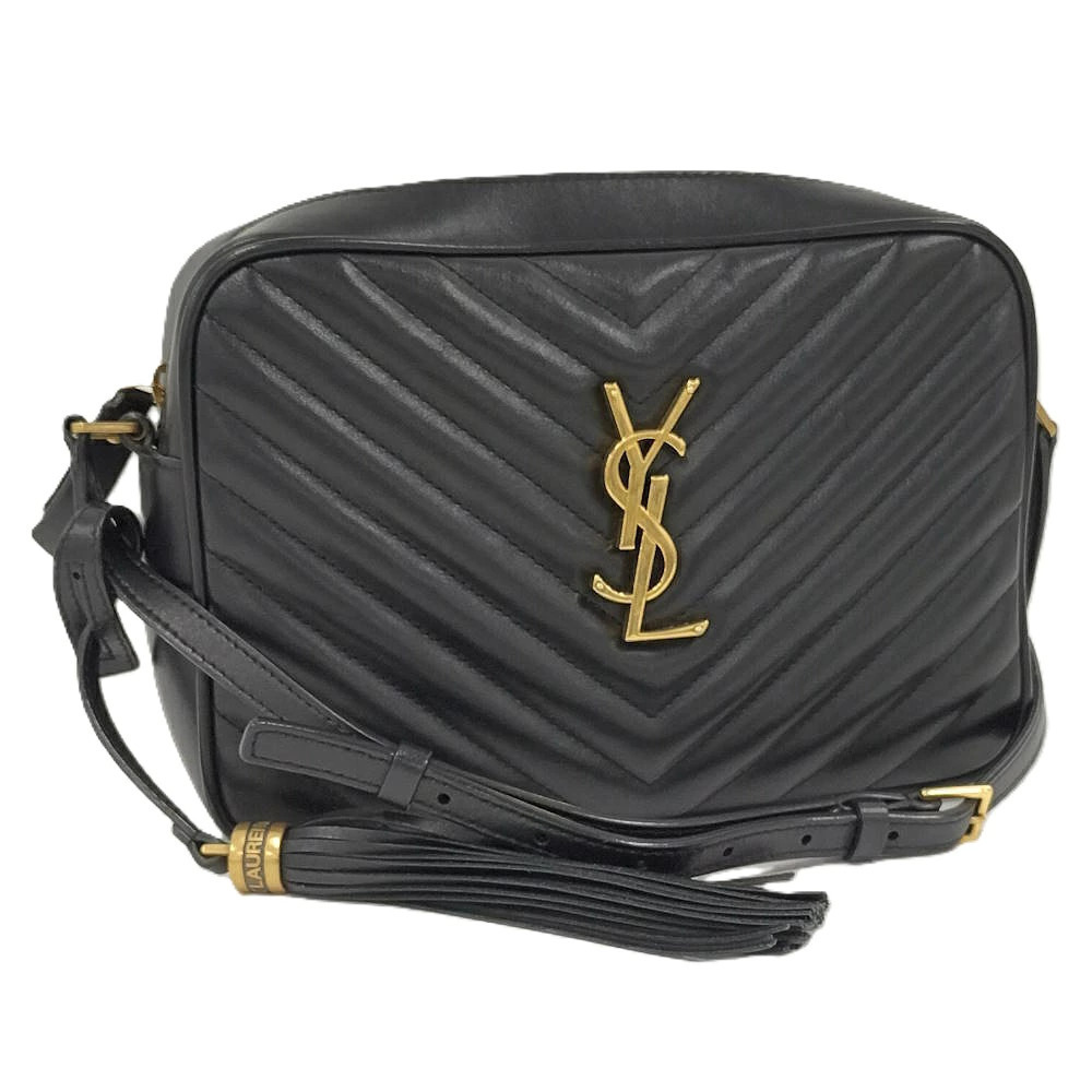 Saint Laurent PARIS Lou Shoulder Bag Leather Black